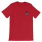 Red t-shirt with American flag emblem perfect for showcasing your tattoos matter pride