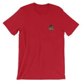 Red t-shirt with small logo on chest, part of Movember - Short Sleeve collection
