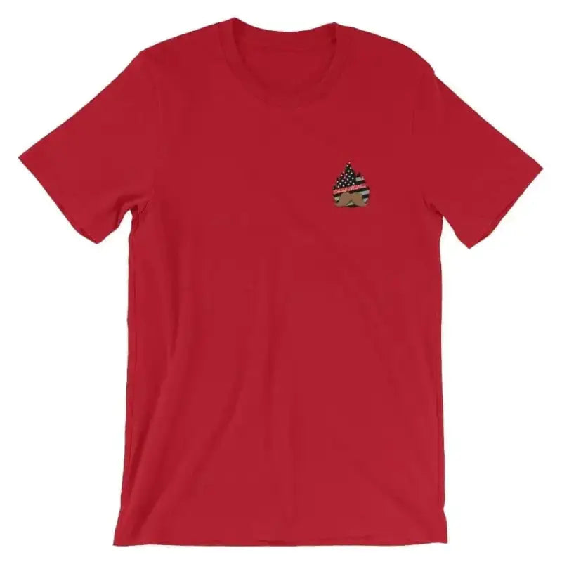 Red t-shirt with small logo on chest, part of Movember - Short Sleeve collection