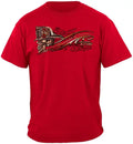 Red firefighter skull American classic T-shirt featuring bold skull American graphic