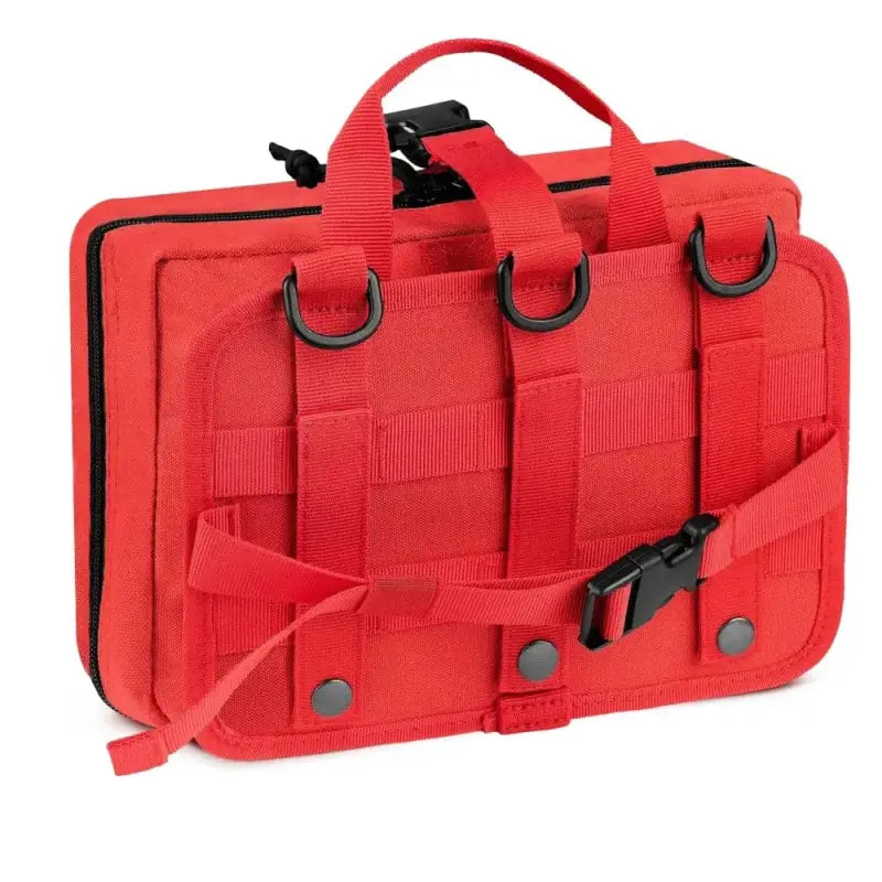 Red tactical medical pouch with MOLLE webbing for Scherber Vehicle IFAK emergency kit