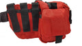 Red tactical fanny pack EMT with black straps and compartments for paramedic use