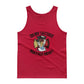 Red jersey knit tank top featuring Do My Tattoos Matter Now text and firefighter emblem graphic