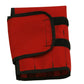 Red firefighter turnout tool roll with black trim, perfect for firefighter turnout tools