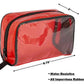 Red transparent waterproof toiletry bag with black trim for kit water resistant use