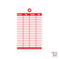 Red and white Bleeding Control Inspection Tag featuring date and signature columns