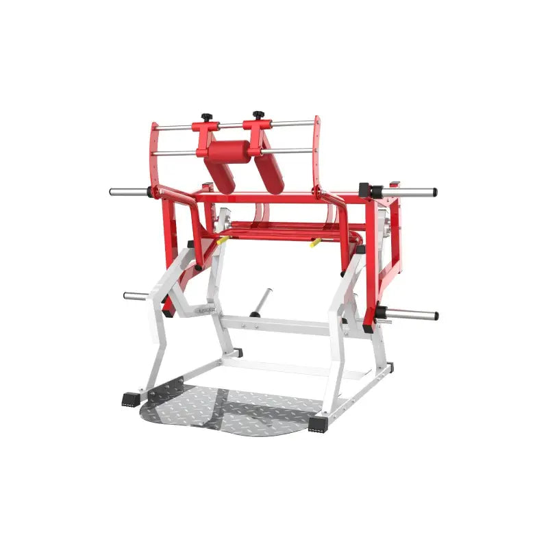 Red and white squat machine from SFE Commercial Power Safety Squat Machine for first responders