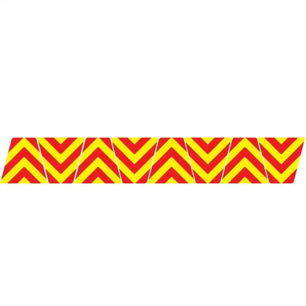 Red yellow chevron stripe forming a border on TET Tetrahedron Reflective Helmet 8 Pack