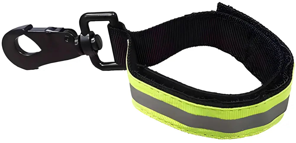 Reflective black and neon yellow dog leash handle for Heavy Duty Firefighter Glove Strap