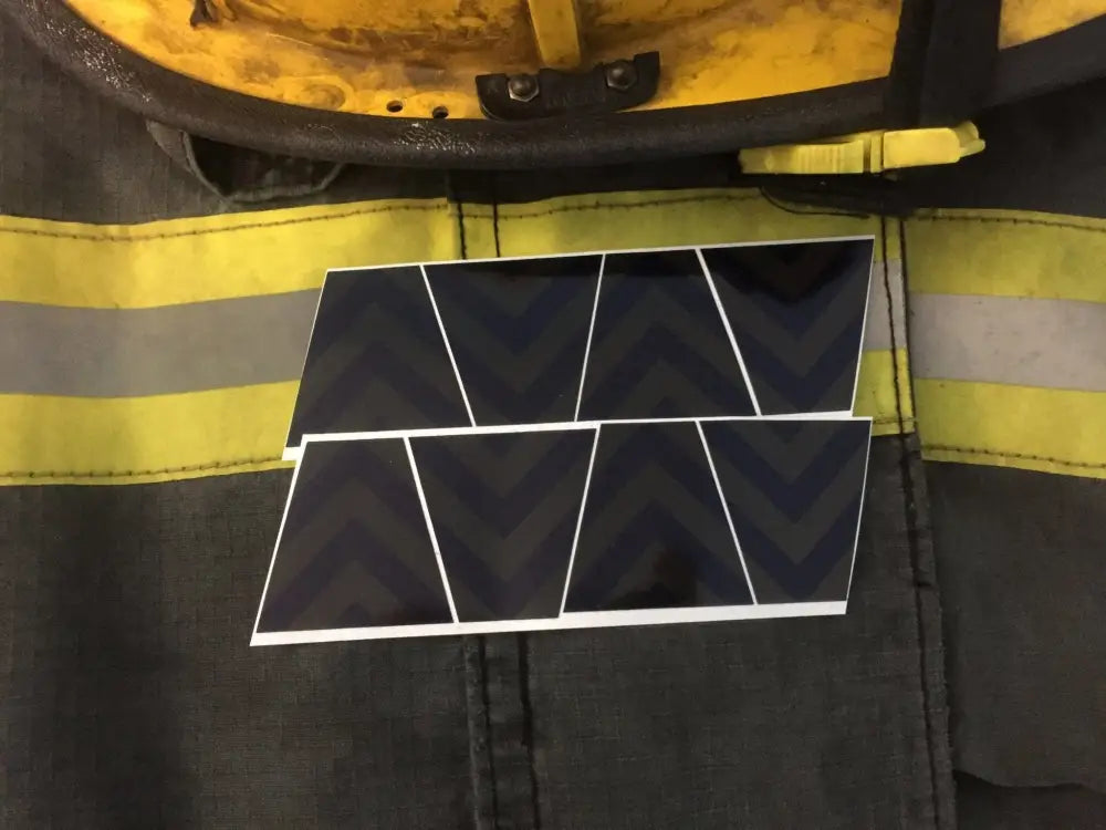 Reflective geometric shapes on dark fabric for BLUE CHEVRON REFLECTIVE HELMET display