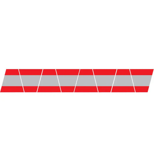 Reflective red and silver striped warning tape on RED/GREY TRIPLE STRIPE REFLECTIVE HELMET
