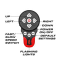 Remote control with directional buttons and speed settings for Feniex Remote Spot Light