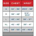 Size chart for Rendition Jacket Elite with chest and waist measurements from S to XXL