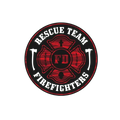 Circular red and black firefighter Maltese cross emblem for rescue team firefighter