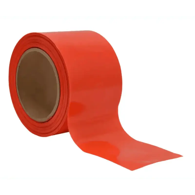 Bright red roll of WOD Barricade Flagging Tape for hazardous areas and construction zones BRC