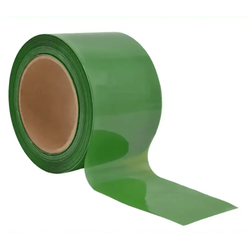 Green adhesive tape with cardboard core for barricade flagging tape in hazardous areas