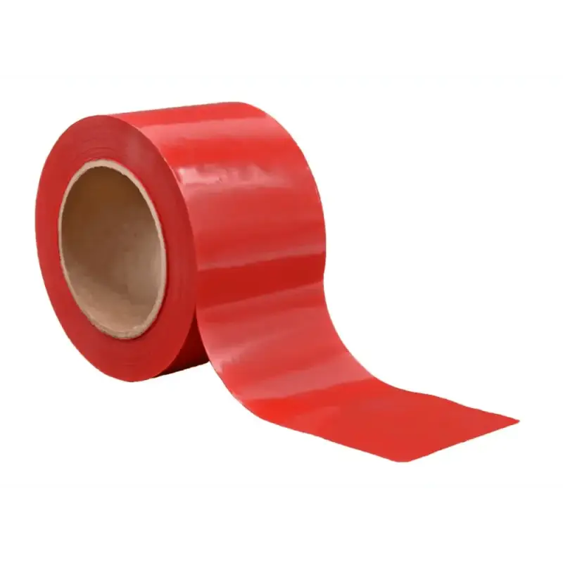 Red adhesive tape roll for barricade flagging tape in hazardous areas and construction zones BRC