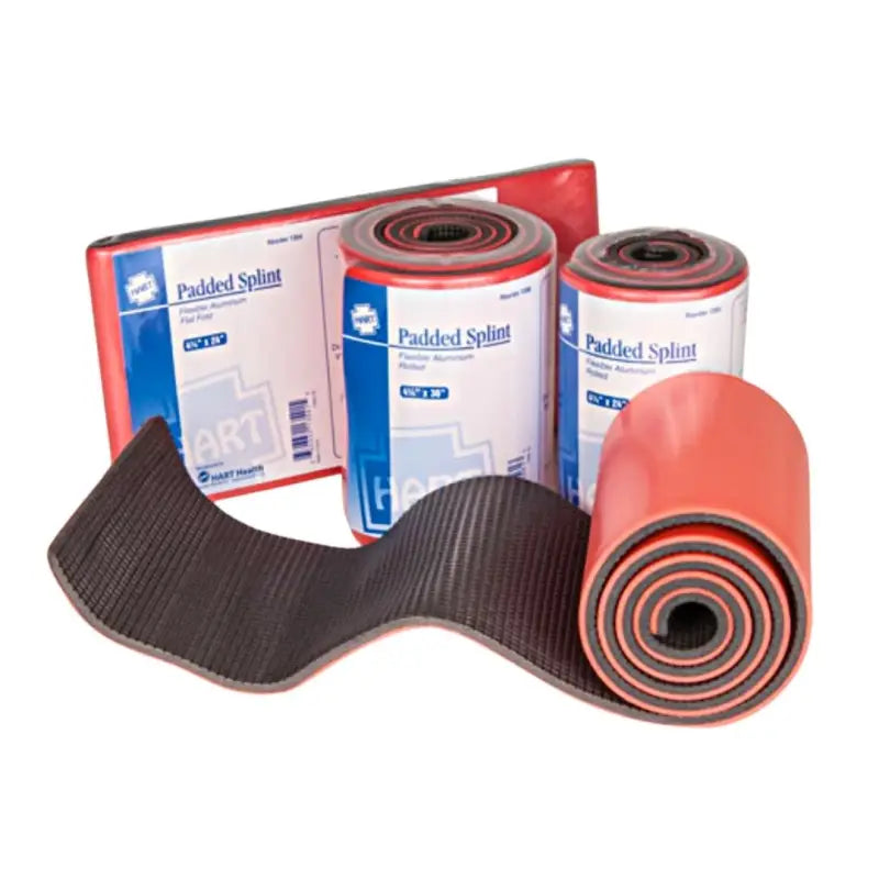 Rolled medical splint with black and pink padding in Waterproof 5000 Series First Aid Kit