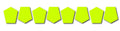 Row of eight fluorescent yellow reflective helmet pentagons for Bullard Style Reflective Helmet