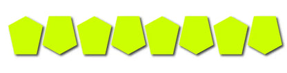 Row of eight fluorescent yellow reflective helmet pentagons for Bullard Style Reflective Helmet