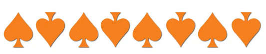 Orange reflective ace spade helmet decal 8 pack with a row of orange spade designs