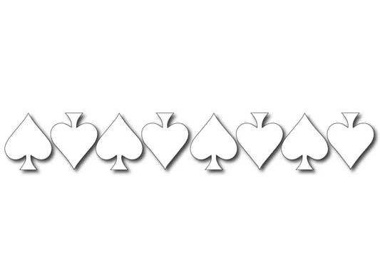 White reflective ace of spade helmet decals with subtle drop shadows in a pack