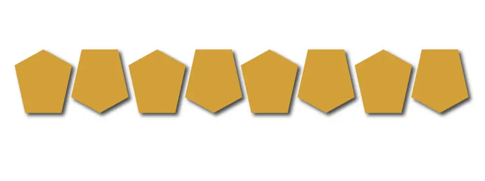 Row of golden pentagon and hexagon shapes for Bullard Style Reflective Helmet TET 8 Pack