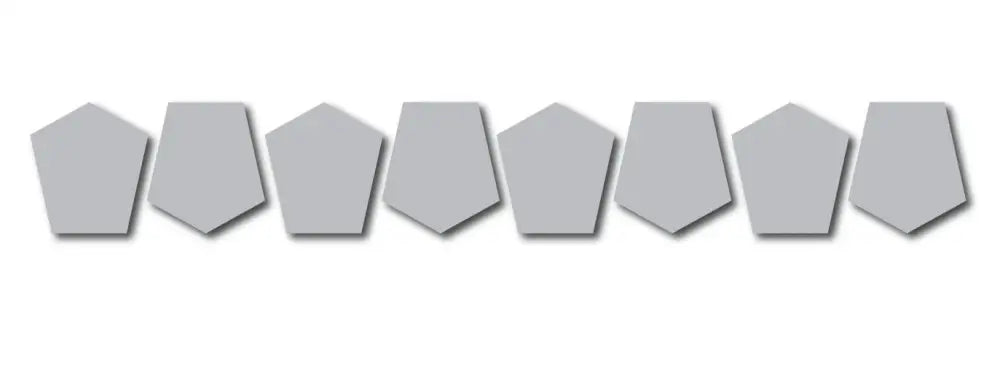 Row of gray pentagon and hexagon shapes on Bullard Style Reflective Helmet packaging