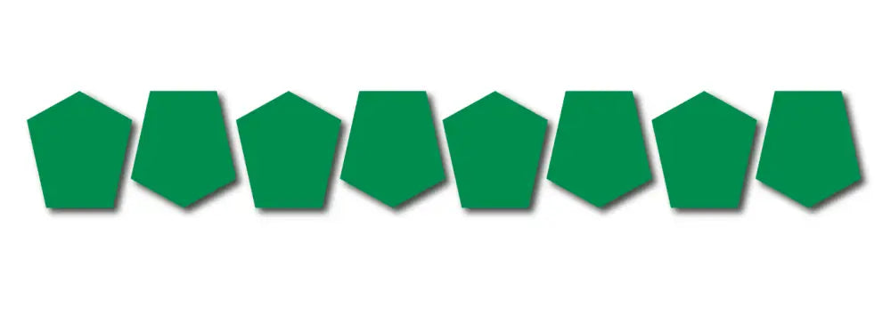 Row of green pentagon and hexagon shapes on Bullard Style Reflective Helmet packaging