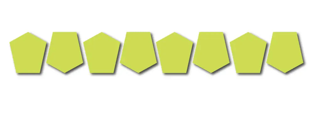 Row of lime green pentagon shapes for Bullard Style Reflective Helmet TET 8 Pack