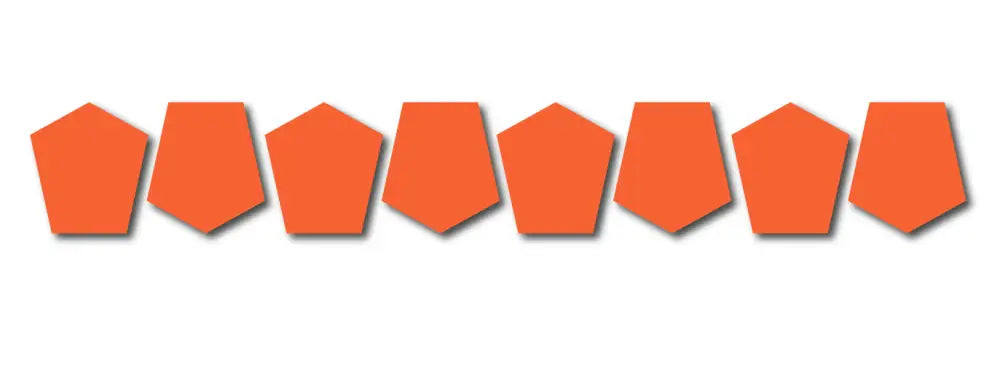 Row of orange pentagon shapes showcasing BULLARD STYLE REFLECTIVE HELMET collection