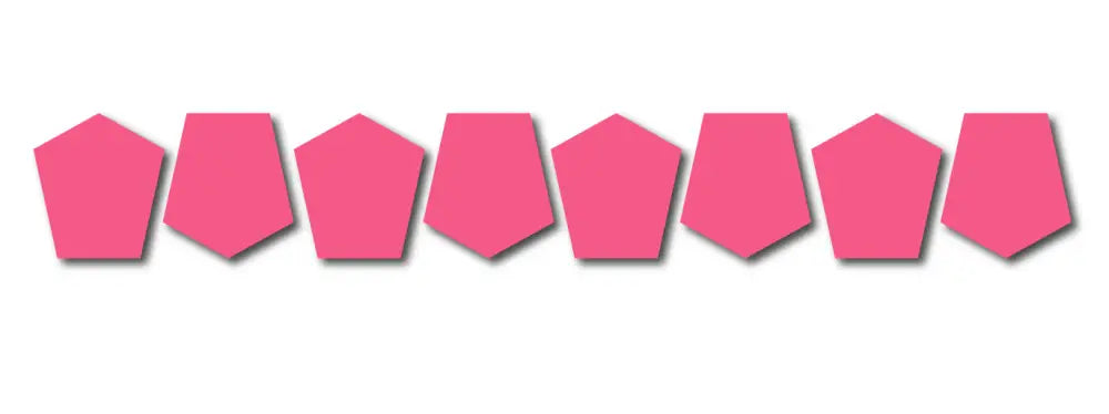 Row of pink irregular pentagon shapes on Bullard Style Reflective Helmet packaging