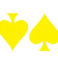 Yellow reflective ace of spade helmet decal set with yellow spade shapes on white background