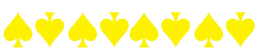 Yellow reflective ace of spade helmet decal set with yellow spade shapes on white background