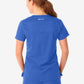 Royal blue women’s tuckable one-pocket scrub top displayed from the back