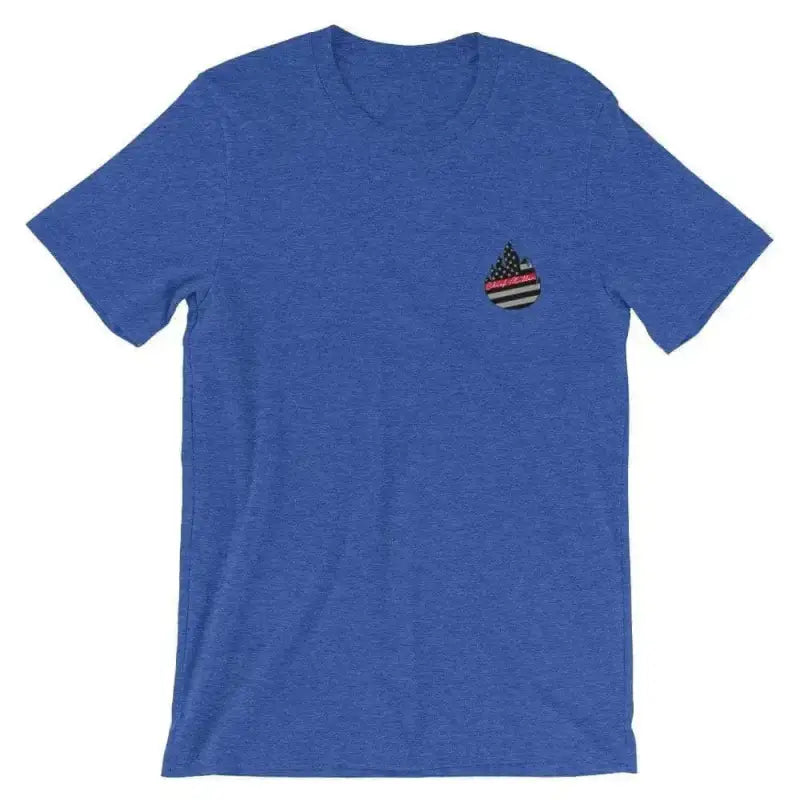 Royal blue t-shirt with American flag apple logo, perfect for You Light’em We Fight’em