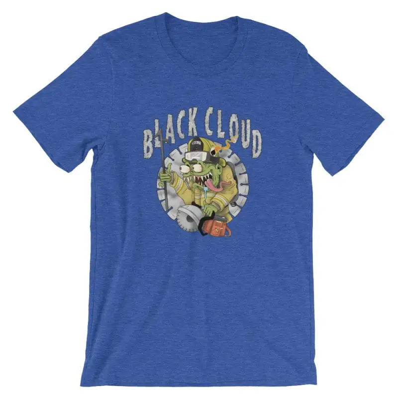 Royal blue Black Cloud Monster t-shirt with green monster graphic design