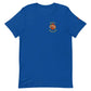 Royal blue Engine 19 Short-Sleeve Unisex T-Shirt with circular emblem on chest