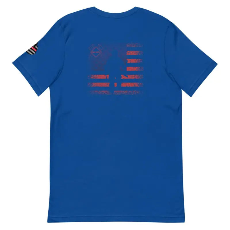 Royal blue t-shirt with American flag graphic, part of Flag Firefighter collection