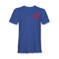 Royal blue West Coast Tee with small red logo on chest for stylish casual wear