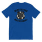 Royal blue t-shirt with tattoos matter text and tattooed police vest illustration