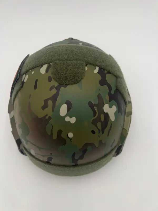 Military-style camouflage RT2 Ballistic High Cut Helmet by Redemption Tactical