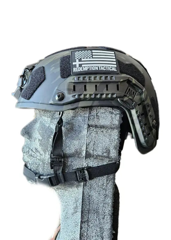 Tactical RT2 Ballistic High Cut Helmet with American flag patch and rail system