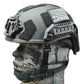 Tactical military helmet with American flag patch, RT2 Ballistic High Cut design