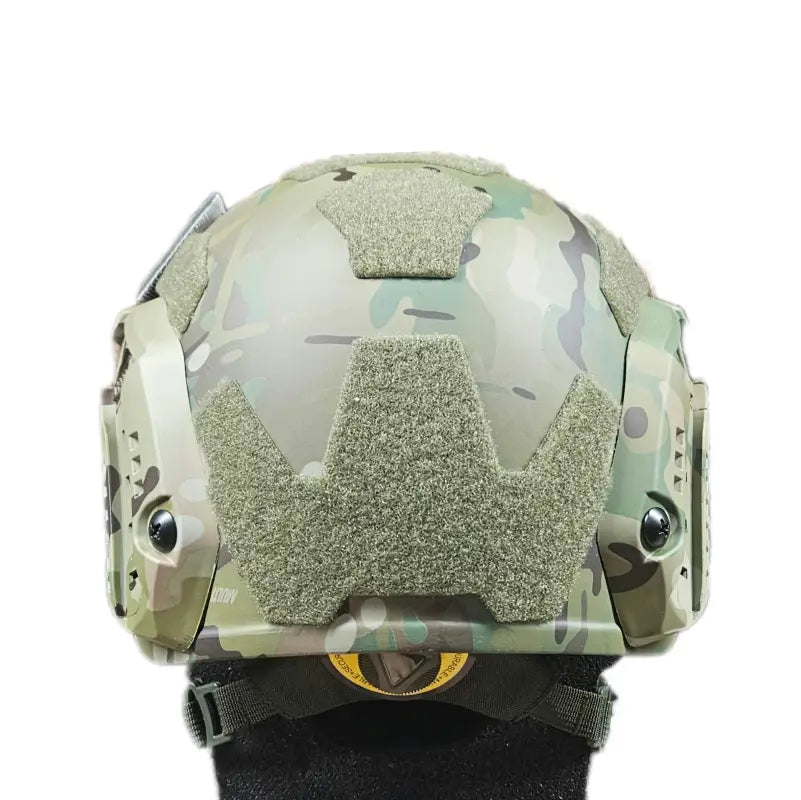 Military-style tactical helmet in camouflage for RT2 Ballistic High Cut protection