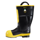 Black and yellow rubber firefighter boot with premium rubber construction for durability