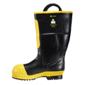 Black and yellow rubber firefighter boot with premium rubber construction for durability