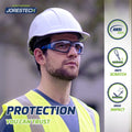 Safety glasses convertible to goggles with removable foam seal and hard hat for protection