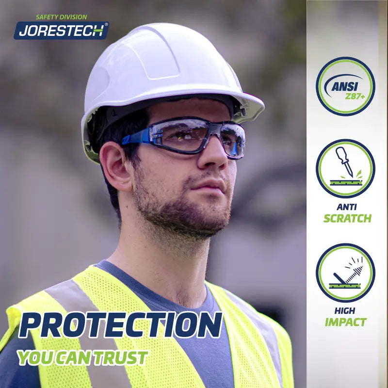 Safety glasses convertible to goggles with removable foam seal and hard hat for protection