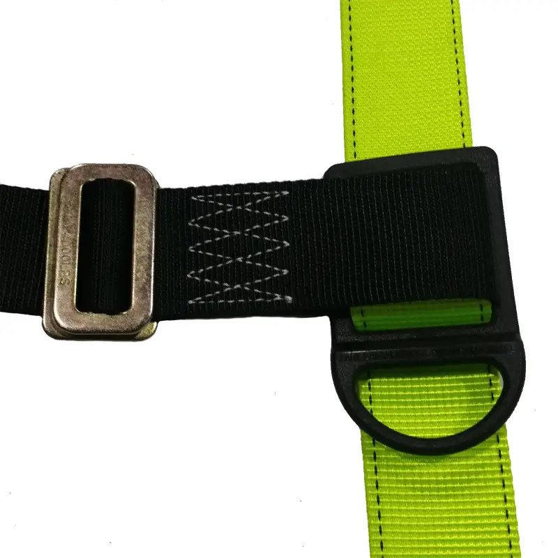 Detail of 1D Fall Protection Safety Body Harness highlighting ANSI Z359 compliance